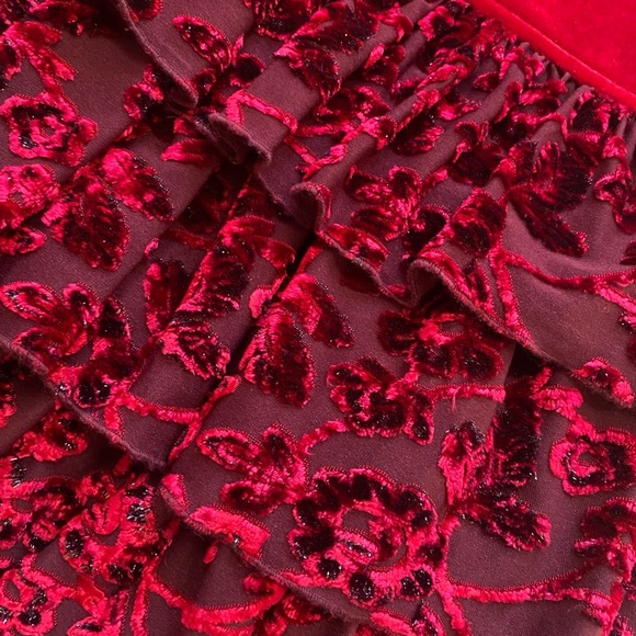 Baby Girl’s Holiday Christmas Velour Tiered Ruffle Dress 12 Month - Picture 3 of 5